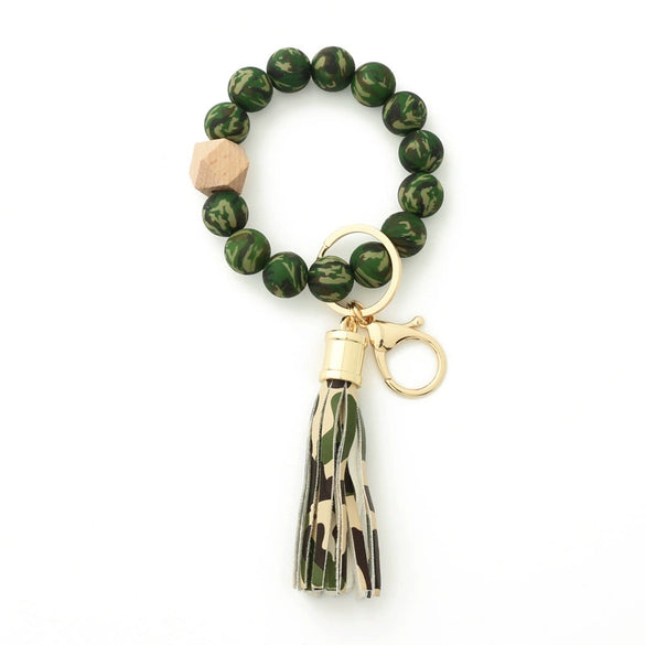 Silicone Bracelet With Leopard Print And Round Bead Design For Women