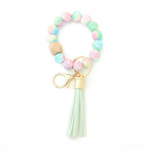 Silicone Bracelet With Leopard Print And Round Bead Design For Women