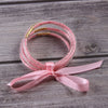 Silicone Five Layer Bracelet With Solid And Mixed Colors And Ribbon Lovely Style Jelly Bangles