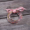 Silicone Five Layer Bracelet With Solid And Mixed Colors And Ribbon Lovely Style Jelly Bangles