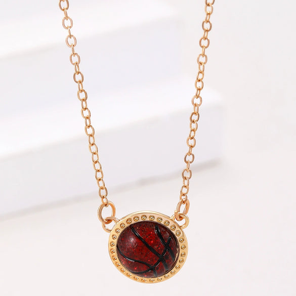 Silicone Geometric Basketball Pendant Handmade Unisex Sports Style Necklace Jewelry