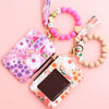 Silicone Id Bag Bracelet Card Case Keychain Wallet With Floral Pattern