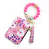 Silicone Id Bag Bracelet Card Case Keychain Wallet With Floral Pattern