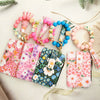 Silicone Id Bag Bracelet Card Case Keychain Wallet With Floral Pattern