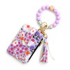 Silicone Id Bag Bracelet Card Case Keychain Wallet With Floral Pattern