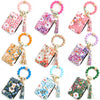 Silicone Id Bag Bracelet Card Case Keychain Wallet With Floral Pattern