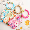 Silicone Id Bag Bracelet Card Case Keychain Wallet With Floral Pattern