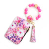 Silicone Id Bag Folding Card Bag Leather Wallet Keychain With Floral Pattern Modern Simplicity Style