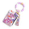 Silicone Id Bag Folding Card Bag Leather Wallet Keychain With Floral Pattern Modern Simplicity Style