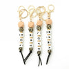 Silicone Keychain Bracelet Bag Pendant Round Wood Beads Modern And Minimalist Style