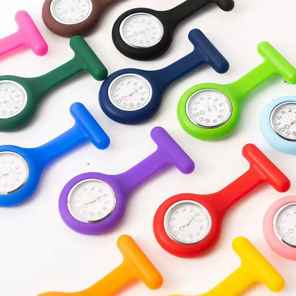 Silicone Plastic Stainless Steel Fashion Unisex Round Dial Tshaped Pocket Pin Hanging Watch