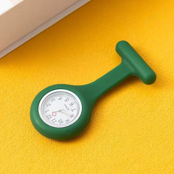 Silicone Plastic Stainless Steel Fashion Unisex Round Dial Tshaped Pocket Pin Hanging Watch