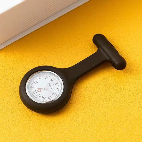 Silicone Plastic Stainless Steel Fashion Unisex Round Dial Tshaped Pocket Pin Hanging Watch