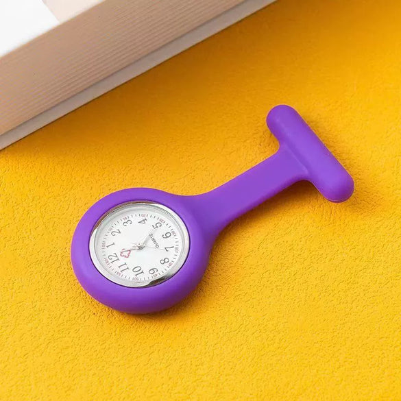 Silicone Plastic Stainless Steel Fashion Unisex Round Dial Tshaped Pocket Pin Hanging Watch
