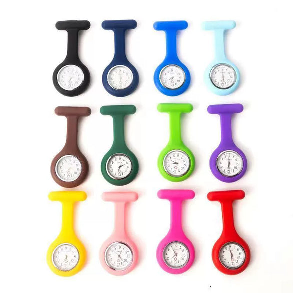 Silicone Plastic Stainless Steel Fashion Unisex Round Dial Tshaped Pocket Pin Hanging Watch