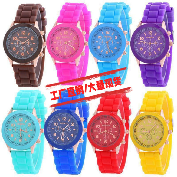 Silicone Plastic Watch Fashionable Colorful Round Student Watch For Boys And Girls