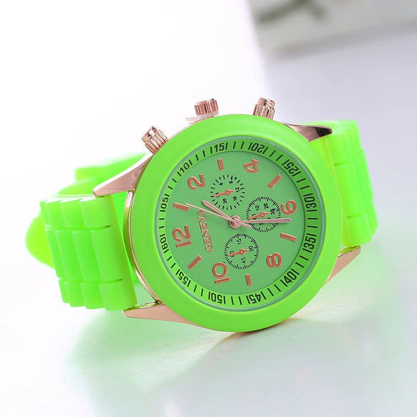 Silicone Plastic Watch Round Dial Leisure Style Student Women's Watch