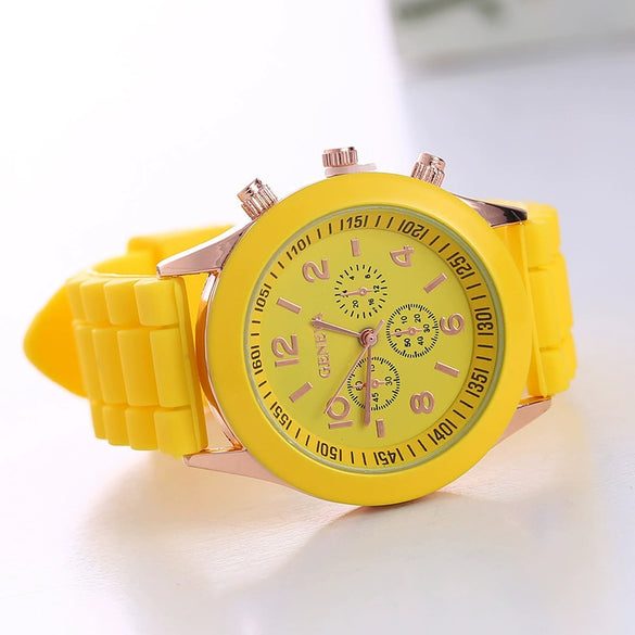 Silicone Plastic Watch Round Dial Leisure Style Student Women's Watch