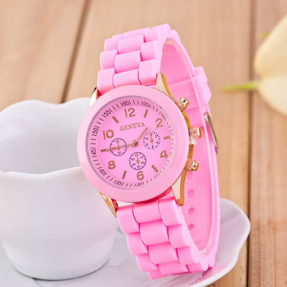 Silicone Plastic Watch Round Dial Leisure Style Student Women's Watch