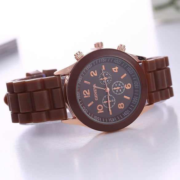 Silicone Plastic Watch Round Dial Leisure Style Student Women's Watch
