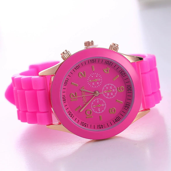 Silicone Plastic Watch Round Dial Leisure Style Student Women's Watch