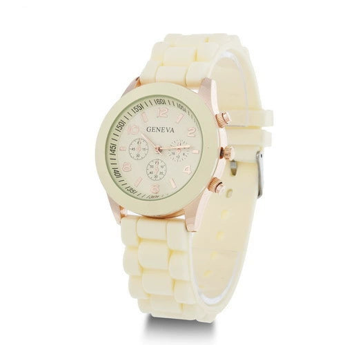 Silicone Plastic Watch Round Dial Leisure Style Student Women's Watch