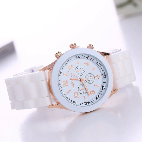 Silicone Plastic Watch Round Dial Leisure Style Student Women's Watch
