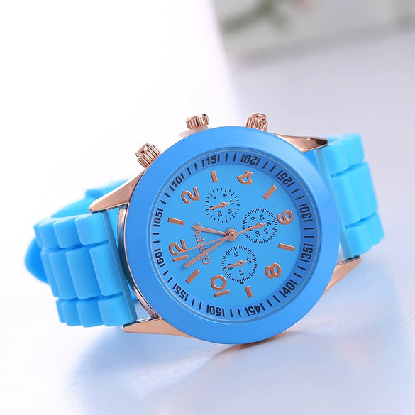 Silicone Plastic Watch Round Dial Leisure Style Student Women's Watch