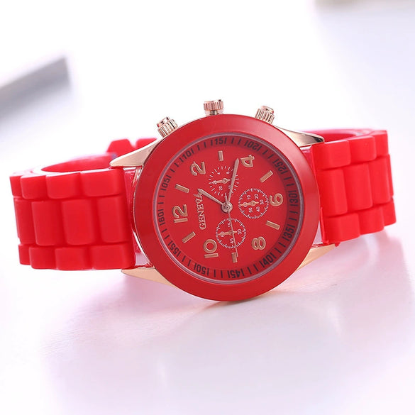 Silicone Plastic Watch Round Dial Leisure Style Student Women's Watch