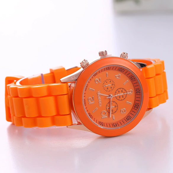 Silicone Plastic Watch Round Dial Leisure Style Student Women's Watch