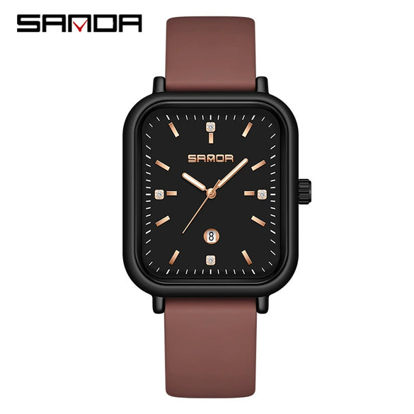 Silicone Quartz Waterproof Casual Square Dial Men's And Women's Watches With Zinc Alloy Case And Stainless Steel Clasp