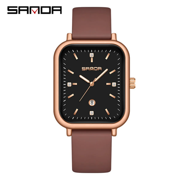 Silicone Quartz Waterproof Casual Square Dial Men's And Women's Watches With Zinc Alloy Case And Stainless Steel Clasp