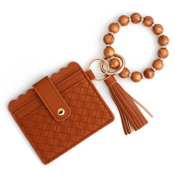 Silicone Woven Grid Stripe Keychain Wallet Card Bag Id Bag With Modern Simplicity Style