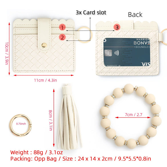 Silicone Woven Grid Stripe Keychain Wallet Card Bag Id Bag With Modern Simplicity Style