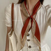 Silk And Nylon Scarf Vintage French Style Heart Printing For Women