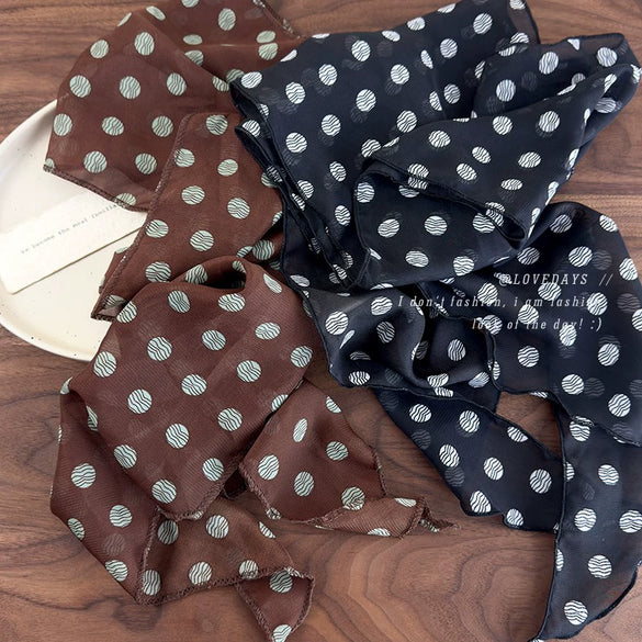 Silk And Polyester Acrylic Mesh Scarf Poll Dot Geometric Tie Dye Women Accessories