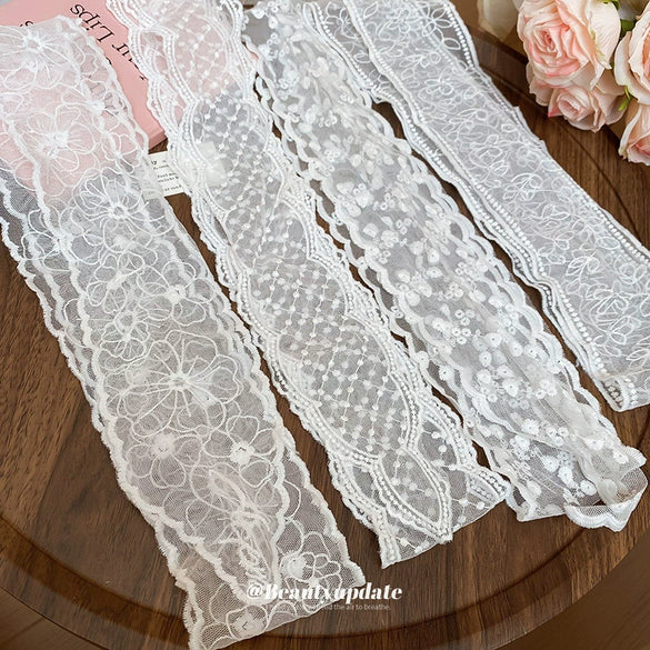 Silk Lace Embroidered Geometric Checkered Pattern Women's Hair Accessories Scarf Hair Band Headwear