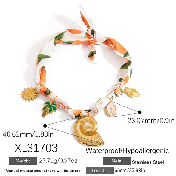 Silk Scarf Necklace Stainless Steel Titanium Steel Pendant Electroplating Casual Minimalist Unisex