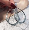 Silver Alloy Women Earrings French Style Cyber Popular Exaggerated Design Retro Matte Highgrade Sense Styling Geometry Pattern Geometry