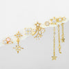Silver And Copper Needle Ear Piercing Set With Microencrusted Zircon And Eightpointed Star Design For Women