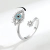 Silver And Copper Opening Adjustable Evil Eye Ring With Electroplating For Women
