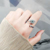 Silver And Copper Opening Adjustable Evil Eye Ring With Electroplating For Women