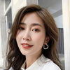 Silver And Zinc Alloy Elegant Simple Metallic Star Peach Heart Earrings With Electroplating Design For Women