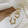 Silver And Zinc Alloy Elegant Simple Metallic Star Peach Heart Earrings With Electroplating Design For Women