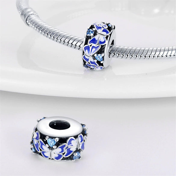 925 Silver Beads Copper Plated Diy Jewelry Bracelet Accessories With Dripping Oil Treatment And Butterfly Charm