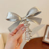 Silver Bow Bead Handmade Hair Rope For Women