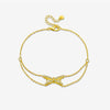 Silver Bow Bracelet Geometric Pattern Set With Diamonds Platinum 18K Gold Electroplated Women's Jewelry Wholesale