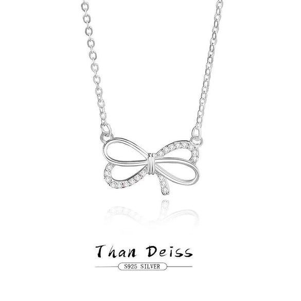 Silver Bow Star Design Women's Light Luxury Niche Clavicle Chain Necklace