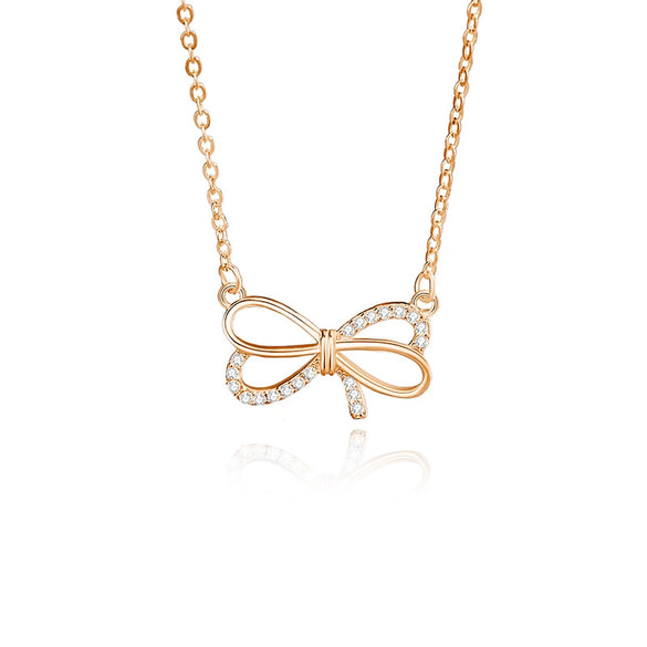 Silver Bow Star Design Women's Light Luxury Niche Clavicle Chain Necklace