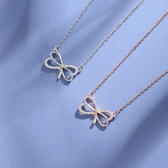 Silver Bow Star Design Women's Light Luxury Niche Clavicle Chain Necklace